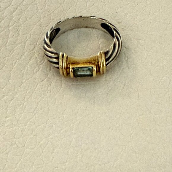 David Yurman Topaz 14 Karat Gold Sterling Silver Cable Stack Ring 6.5 - Picture 1 of 5